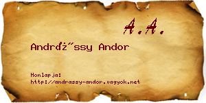 Andrássy Andor névjegykártya